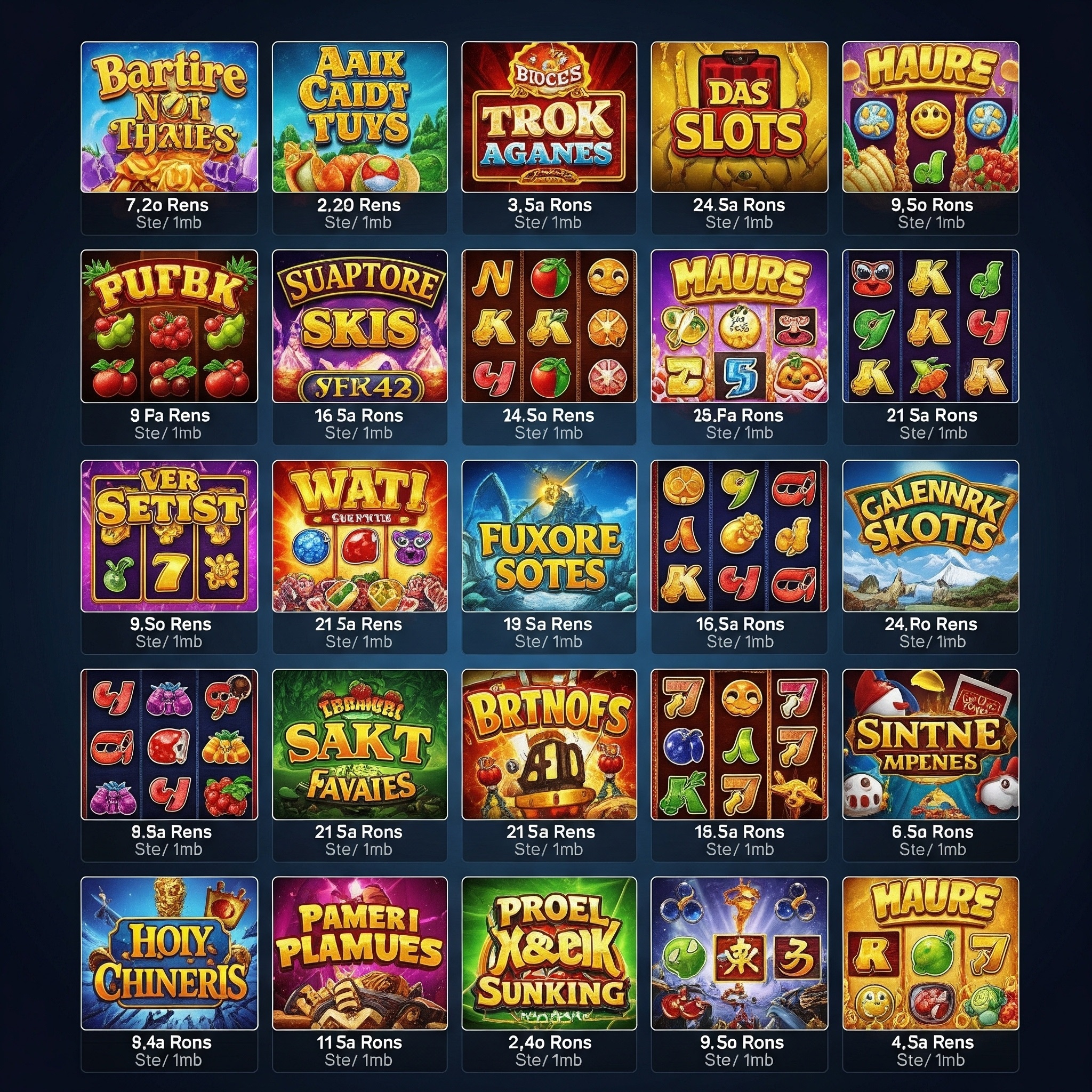 A colorful grid of popular online slot games at CM8.